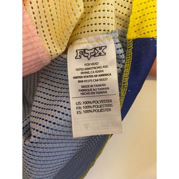 Fox Racing 360 Flight Yellow and Blue Men's Mesh Motocross Jersey Size L - Picture 3 of 6